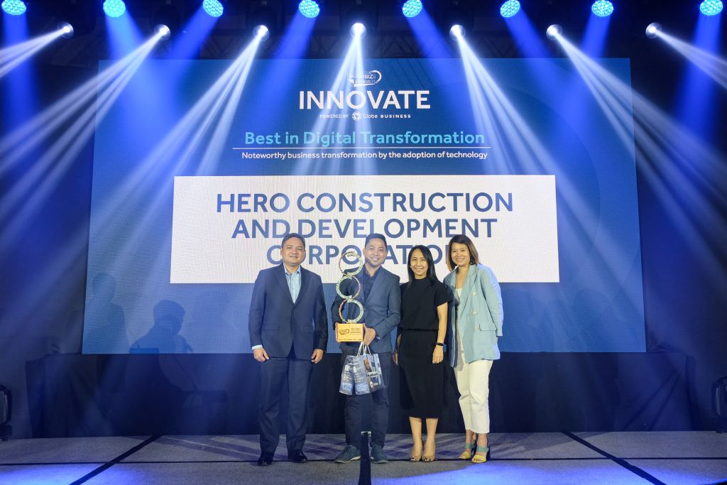 HERO Construction and Development Corporation, through Engr. Herbert M. Diapolet, the company president, receives the Best in Digital Transformation Award by Ayala Enterprise Circle's IncrediBiz Awards 2022 at Fairmont Makati
